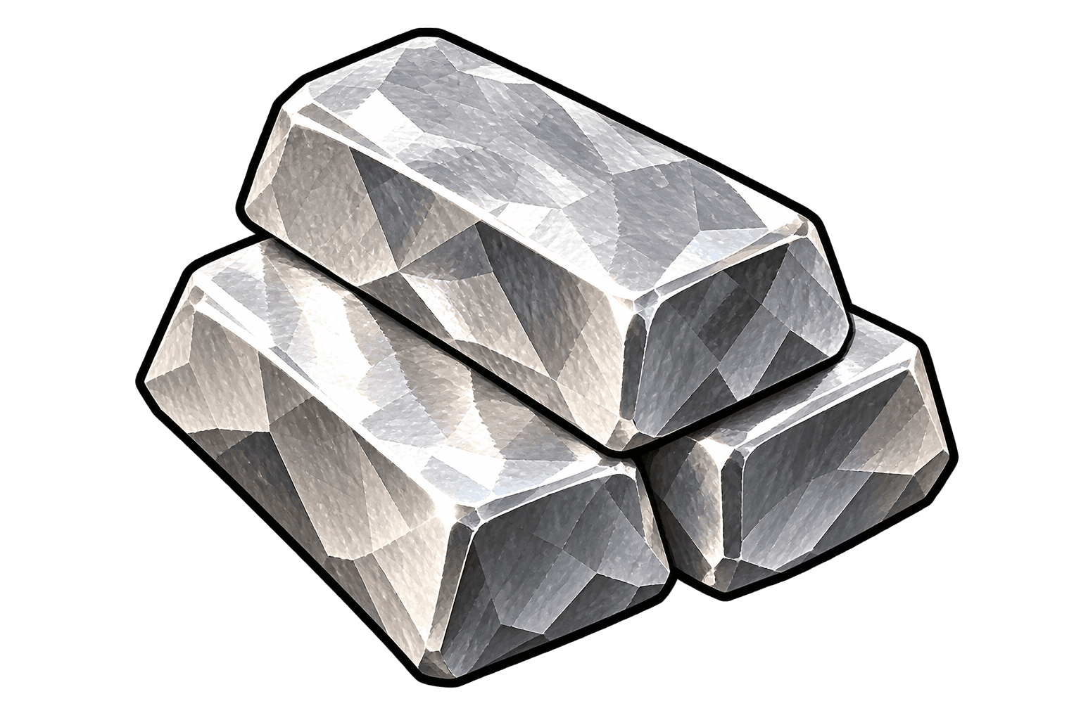 Stack of faceted silver bullion bars
